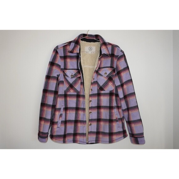 Sage Collective Plaid Plush Sherpa Lined Fleece Shirt Jacket Shacket Size Small - Picture 1 of 5
